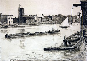 Chelsea Old Church von Battersea von Walter Greaves