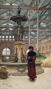 Alte Markthalle und Brunnen, Birmingham von Walter Langley
