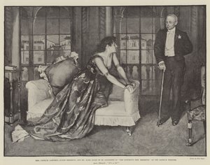 Mrs. Patrick Campbell (Agnes Ebbsmith) und Mr. Hare (Herzog von St. Olpherts) in Die berüchtigte Mrs. Ebbsmith, im Garrick Theatre