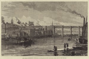 Das George Stephenson-Jubiläum in Newcastle-on-Tyne, die Hochbrücke