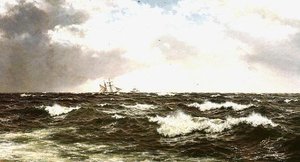 Meereslandschaft mit Schiffen im Kanal von Walter Shaw