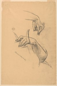 Studien des linken Arms und der rechten Hand einer Frau