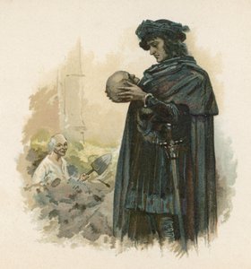 Hamlet mit dem Schädel von Yorick (Chromolithographie)