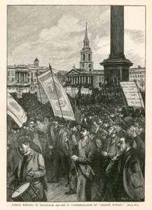 Öffentliche Versammlung auf dem Trafalgar Square zur Erinnerung an den Bloody Sunday (Gravur)