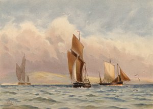 Boulogne-Luggers vor der französischen Küste von Walter William May