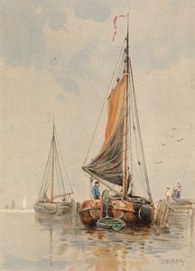 Niederländische Boote auf der Maas von Walter William May