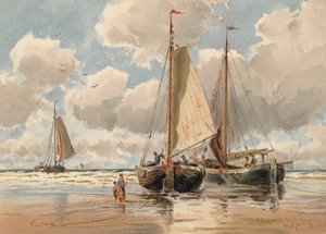 Niederländische Pinken bei Ebbe von Walter William May
