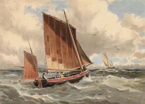 Französischer Lugger fährt aufs Meer hinaus von Walter William May