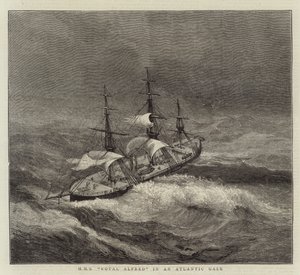 HMS Royal Alfred in einem Atlantiksturm von Walter William May