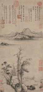 Rückzugsort eines Gelehrten zwischen Herbstbäumen, Ming-Dynastie 1368-1644 von Wang Fu