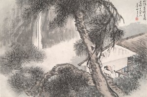 Lesen im abgelegenen Kiefernstudio (Song yin an) von Wang Su