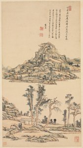 Landschaft im Farb-Stil von Ni Zan von Wang Yuanqi
