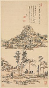 Landschaft im Farb-Stil von Ni Zan, 1707 von Wang Yuanqi