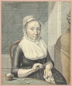 Porträt einer Dame mit Strickarbeit von Warner Horstink