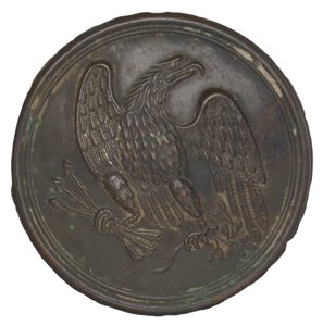 Teller mit gestanztem Messingadler-Design von einem Patronengürtel, 1862-1865 von Warren H. Wilkinson