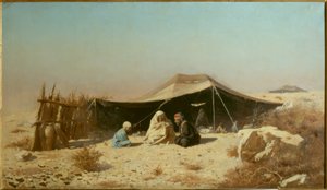 Araber in der Wüste beim Lesen des Korans