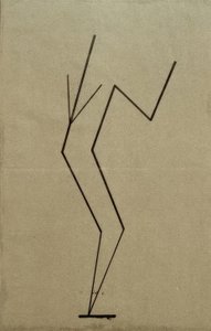 Analytische Zeichnung nach Fotos der tanzenden Palucca, Paralleler Aufbau aus einem Punkt unten von Wassily Kandinsky