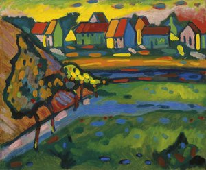 Bayerisches Dorf mit Feld von Wassily Kandinsky