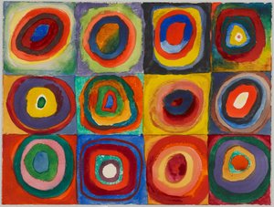 Farbstudie – Quadrate mit konzentrischen Ringen