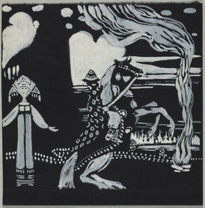 Flamme, Dame und Reiter (in Phantasie-Tracht) von Wassily Kandinsky