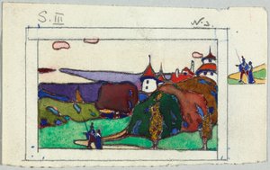 Landschaft mit Paar in mittelalterlicher Tracht, verso: Fragment eines geharnischten Ritters von Wassily Kandinsky