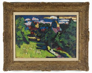 Murnau - Blick mit Schloss, Kirche und Eisenbahn von Wassily Kandinsky