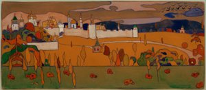 Ummauerte Stadt in Herbstlandschaft von Wassily Kandinsky