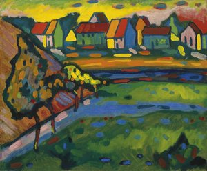 Bayerisches Dorf mit Feldern von Wassily Kandinsky