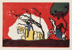 Zwei Reiter vor Rot von Wassily Kandinsky