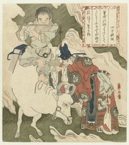 Junge, der auf einem Ochsen Flöte spielt von Watanabe Kazan