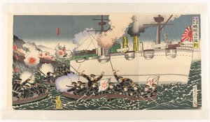 Der große Sieg der japanischen Armee in der Seeschlacht bei der Yalu-Fluss
