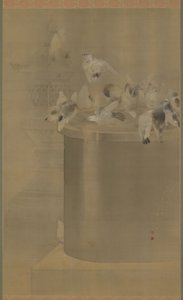 Tauben am Senjoji (Asakusa Kannon Tempel) Meiji-Ära, 1877 von Watanabe Seitei