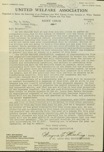 Brief von Wayne E. Wheeling, United Welfare Association, an Lieber Nachbar, 5. Februar 1915 von Wayne E. Wheeling
