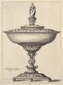 Eine breite Tasse mit Kugelfüßen von Wenceslaus Hollar