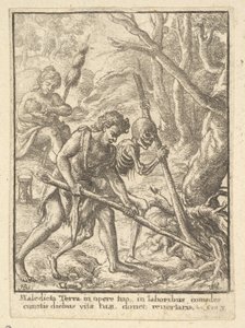 Adam pflügt aus dem Totentanz von Wenceslaus Hollar