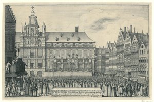 Verkündung des Friedens von Münster in Antwerpen, 1648 von Wenceslaus Hollar