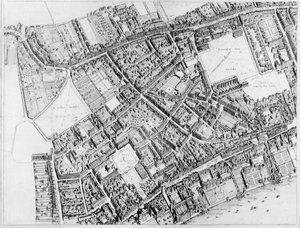 Vogelperspektive des westlichen Zentrums von London, 1660-6