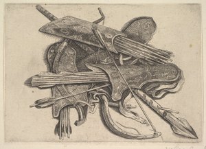 Bögen, Köcher und ein Speer, 1625-77 von Wenceslaus Hollar