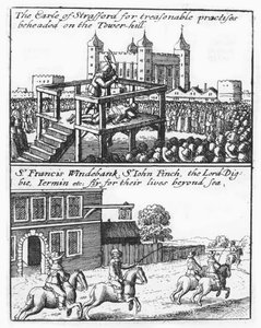 Graf von Stafford auf dem Tower Hill enthauptet; Sir Francis Windebank, Sir John Finch und Lord Digby fliehen aus England von Wenceslaus Hollar