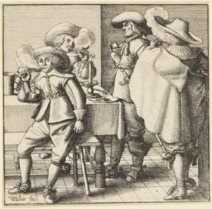 Vier Männer beim Rauchen von Wenceslaus Hollar