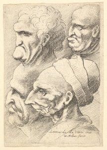 Vier groteske Köpfe im Profil nach links, 1625-77