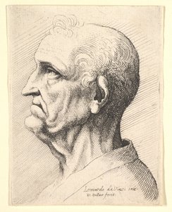 Kopf eines alten Mannes mit Locken um das Ohr im Profil nach links, 1644-52