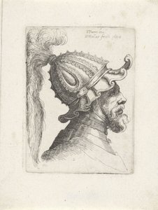 Kopf eines Mannes mit Federhelm von Wenceslaus Hollar
