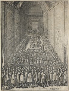 Innenansicht des House of Lords in Sitzung, Palace of Westminster, London, ca. 1650