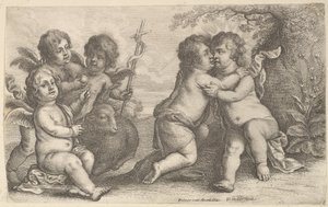 Jesus und St. Johannes umarmend, mit Cheruben, 1646