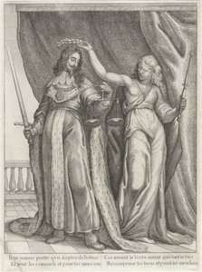 König Karl I. von England, gekrönt von Justitia von Wenceslaus Hollar
