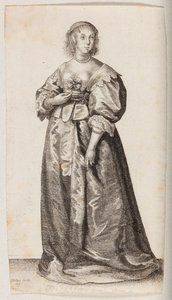 Frau mit Perlenhalskette und -armband von Wenceslaus Hollar