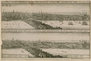 London, vor und nach dem Großen Brand von Wenceslaus Hollar