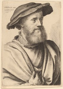 Mann mit Bart, der nach rechts schaut, Hans Holbein, 1646 von Wenceslaus Hollar