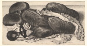 Muffe und Kleidungsstücke auf einem Tisch von Wenceslaus Hollar